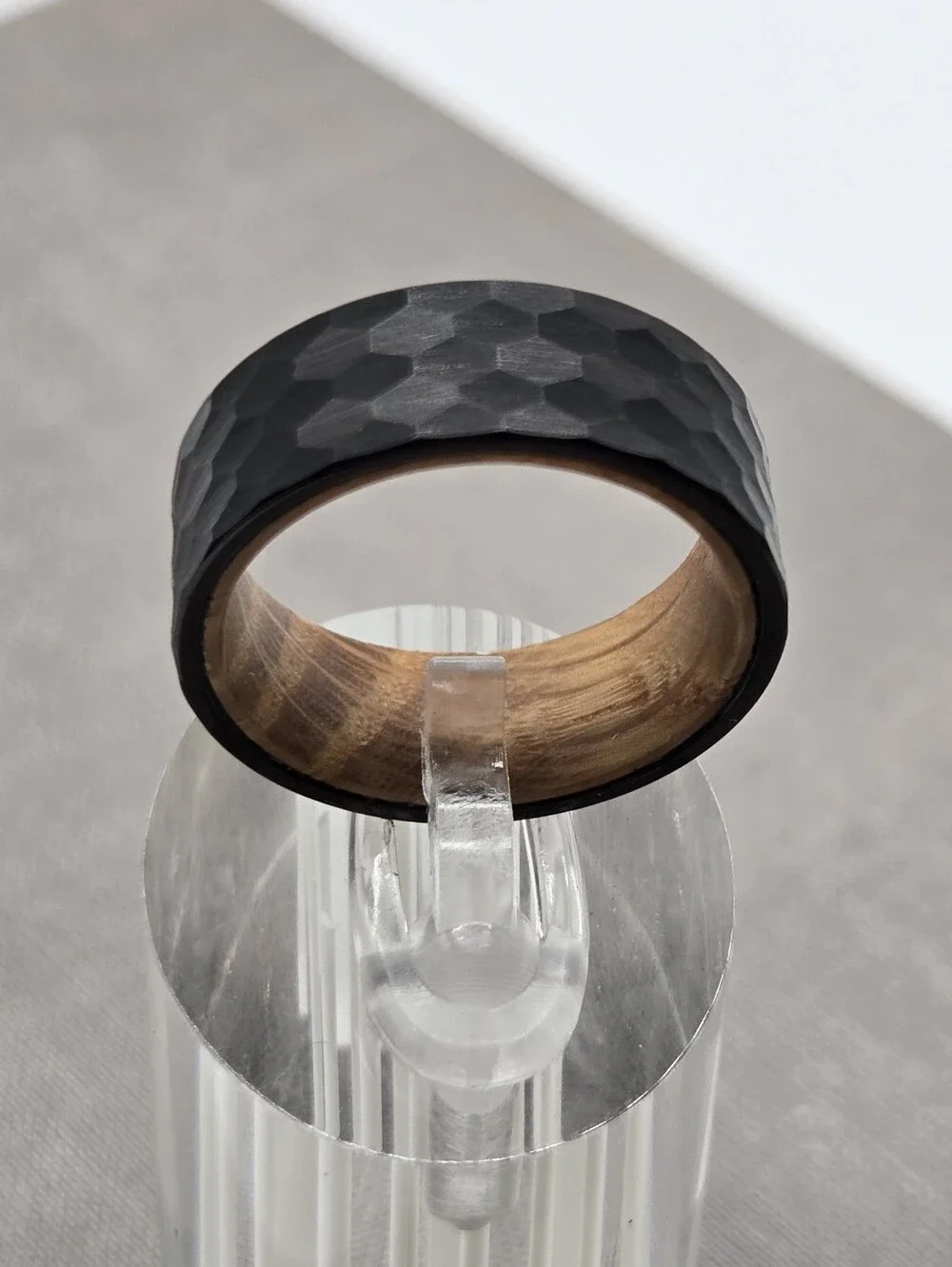 Black Tungsten Wood Inside Lining Band Ring for Men Sz9 Masculine Macho Manly 8m
